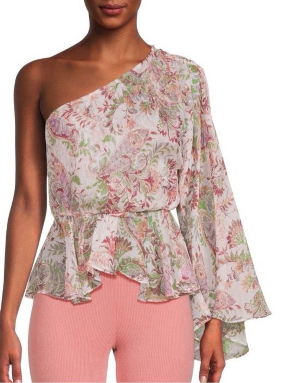 MISA LOS ANGELES Aurora One-Shoulder Paisley Top